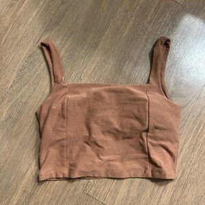 Brown Beyond Yoga workout cropped tank top with built in bra